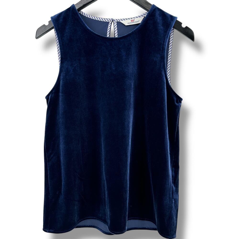 Vineyard Vines Velvet Knit Shell Tank Top Womens Size XS Deep Bay Blue